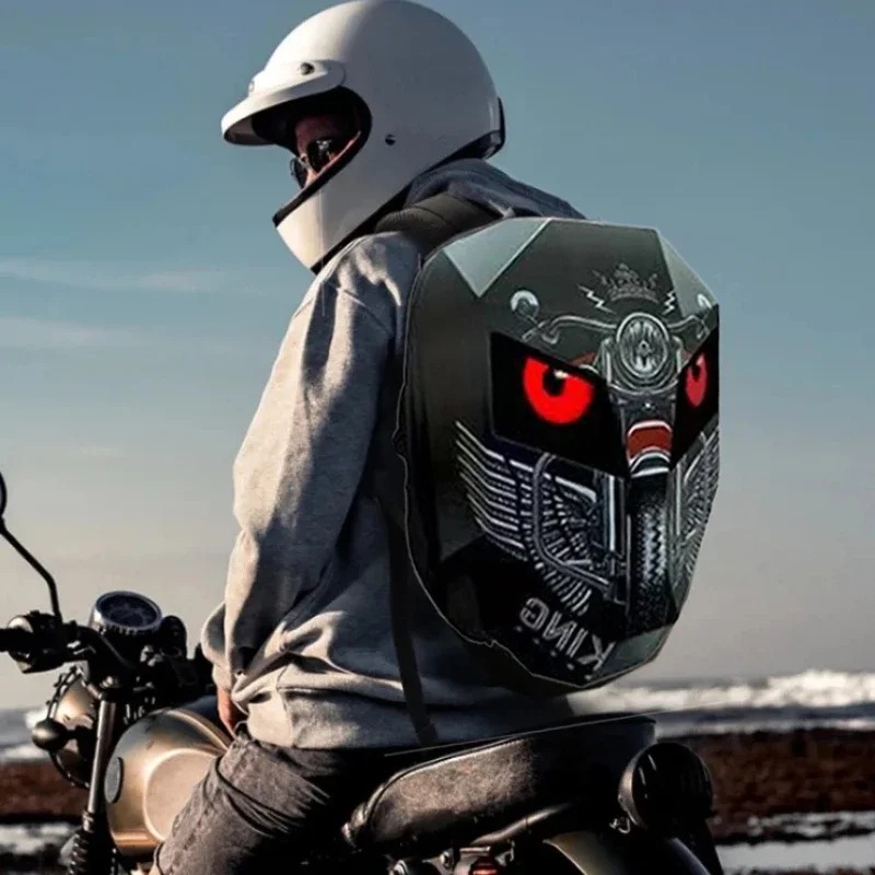 Motorcycle Helmet Backpack Waterproof Led - Knight Cycling LED-rugzak met oogvormige motorhelm