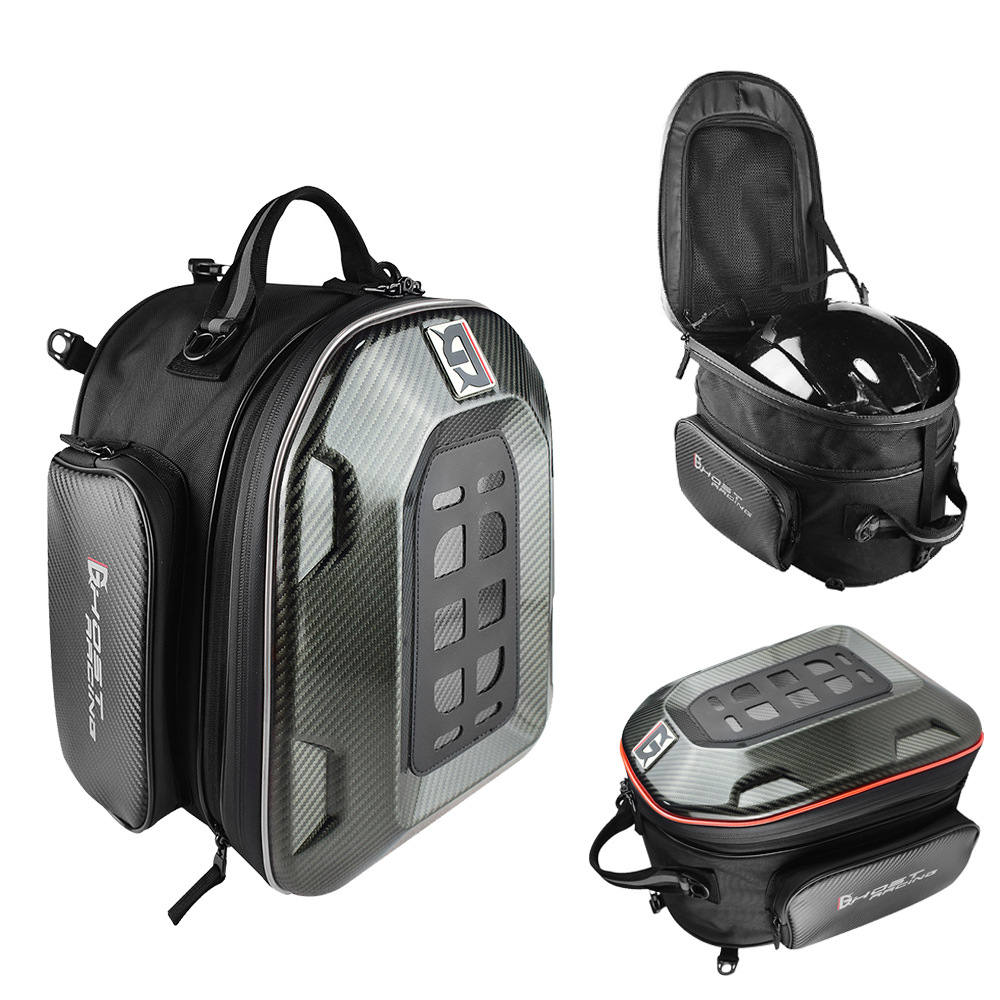 Motorcycle Helmet Backpack Waterproof Led - Uitbreidbare motorhelm-tas voor op het achterzadel,