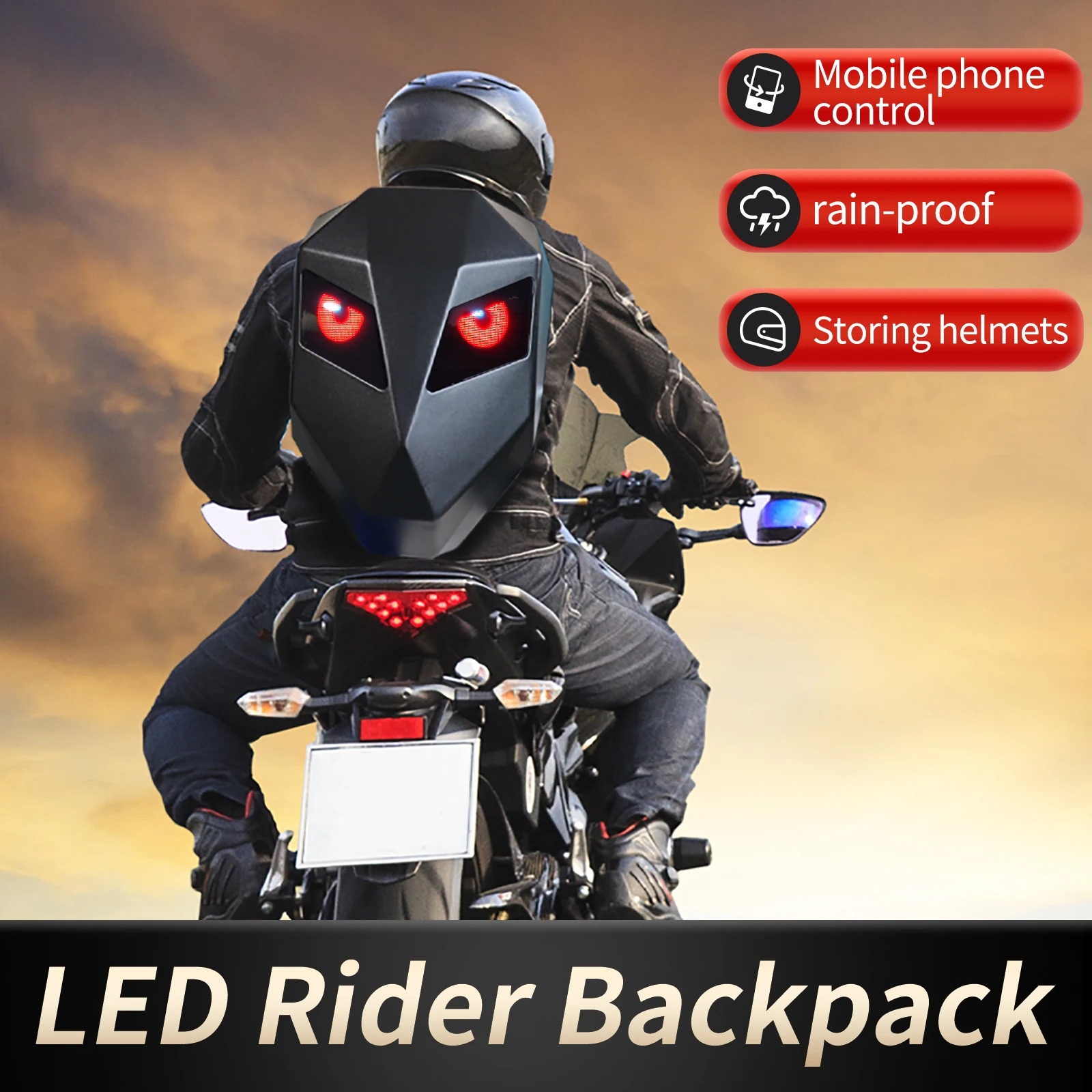 LED Knight Fietsrugzak met Oog - Motorcycle Helmet Backpack Waterproof Led recensie en prijs