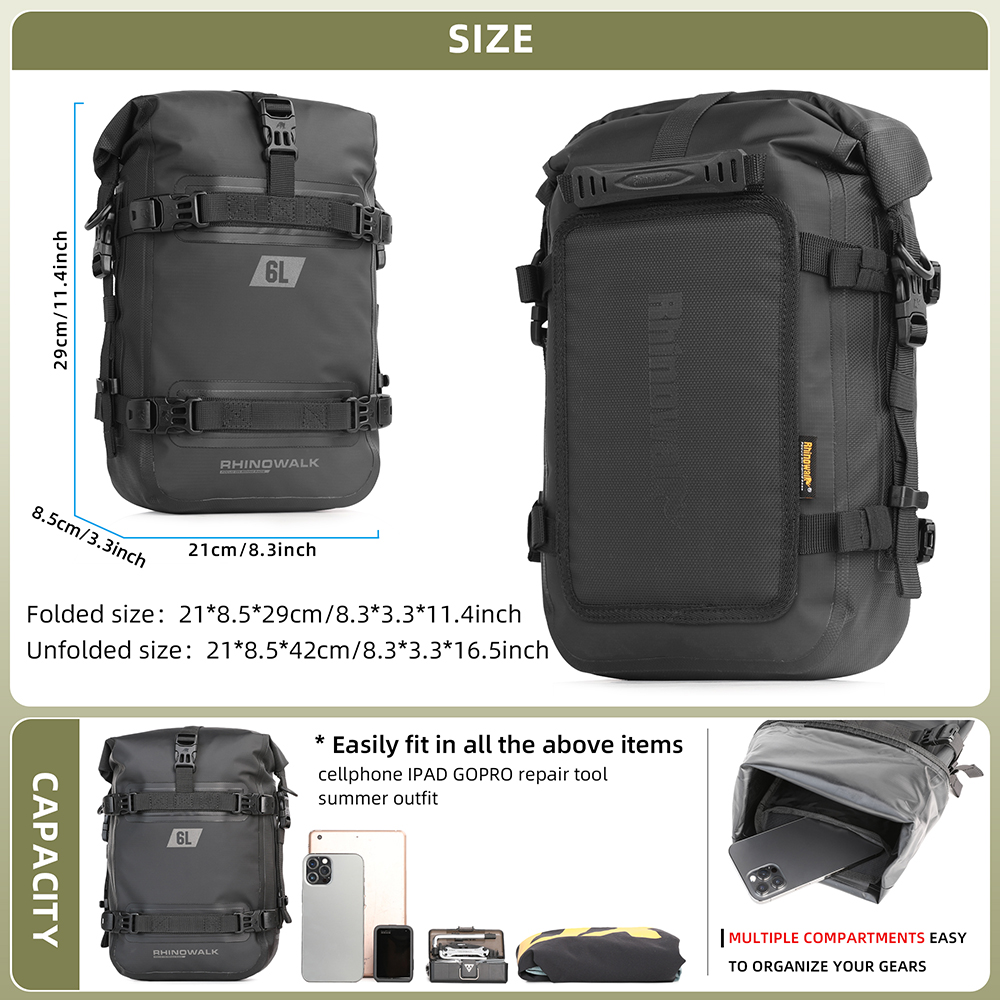 Rhinowalk 2 STUKS Motorcycle C - Motorcycle Crash Bar Waterproof Dry Bag recensie en prijs