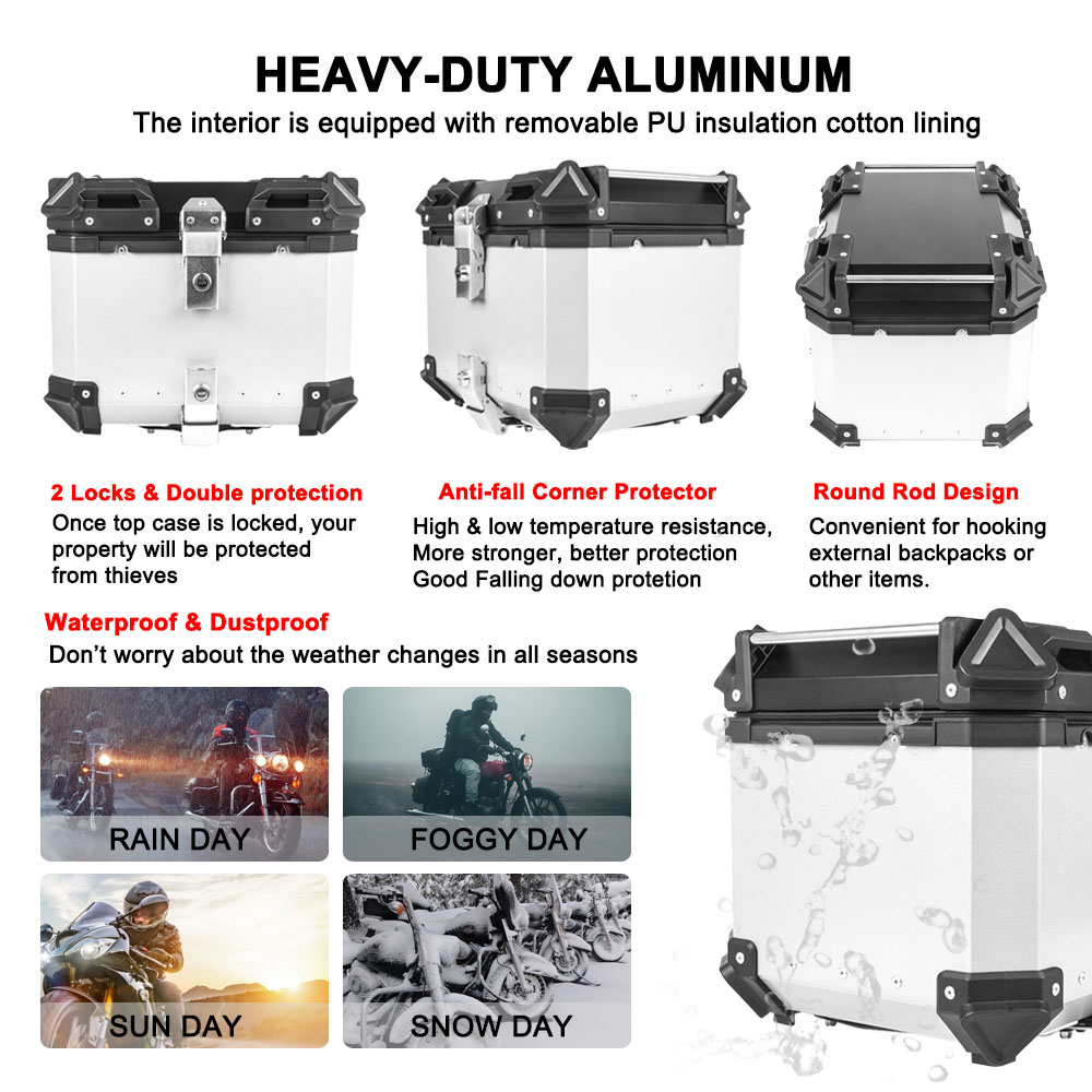 45L 55L 65L Universele Topkoff - Aluminum Top Case Luggage Box 45L 55L recensie en prijs
